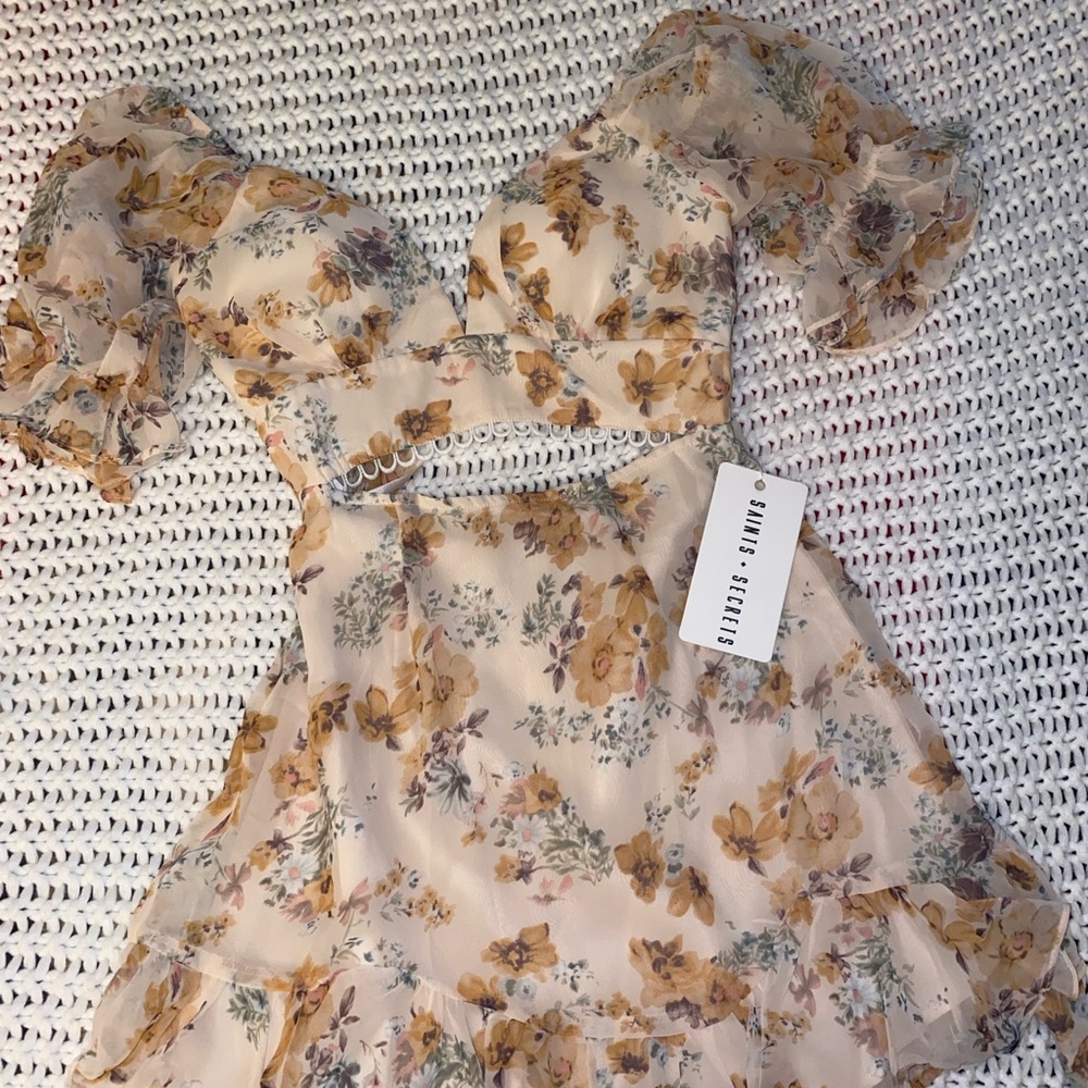 Floral Ruffle Dress with Puff Sleeves